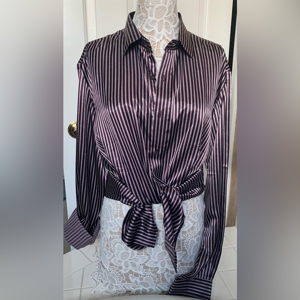 provogue purple lavender stripe dress shirt. 2xl unisex Polyester blend